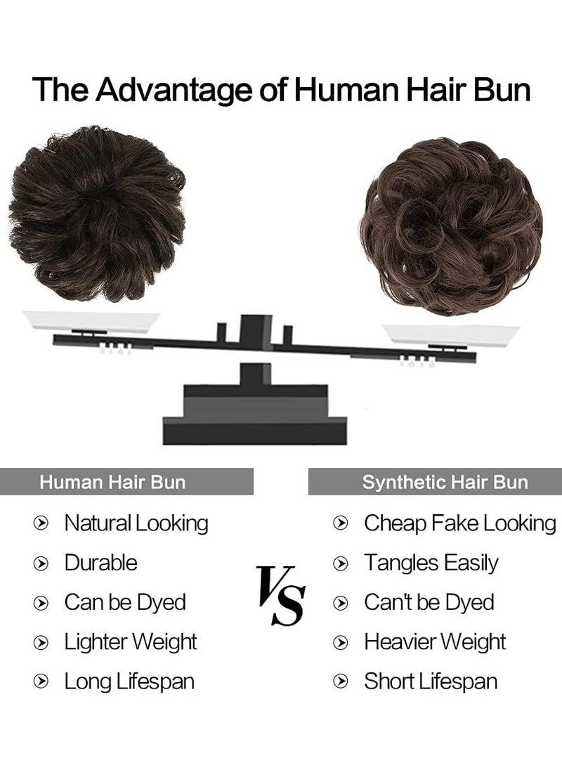 Estelle Human Hair Messy Buns 100% Human Hair Bun Hair Piece Real Human Hair Extension Curly Hair Scrunchies Tousled Updo Hair Pieces for Women Girls Dark Brown  - Image 5