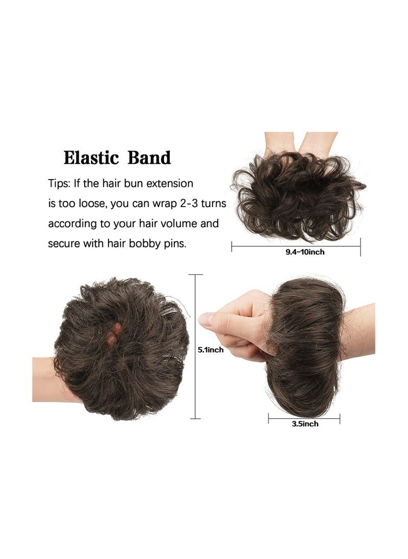 Estelle Human Hair Messy Buns 100% Human Hair Bun Hair Piece Real Human Hair Extension Curly Hair Scrunchies Tousled Updo Hair Pieces for Women Girls Dark Brown  - Image 4