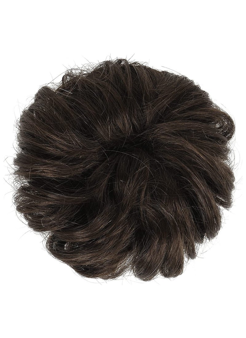 Estelle Human Hair Messy Buns 100% Human Hair Bun Hair Piece Real Human Hair Extension Curly Hair Scrunchies Tousled Updo Hair Pieces for Women Girls Dark Brown  - Image 2