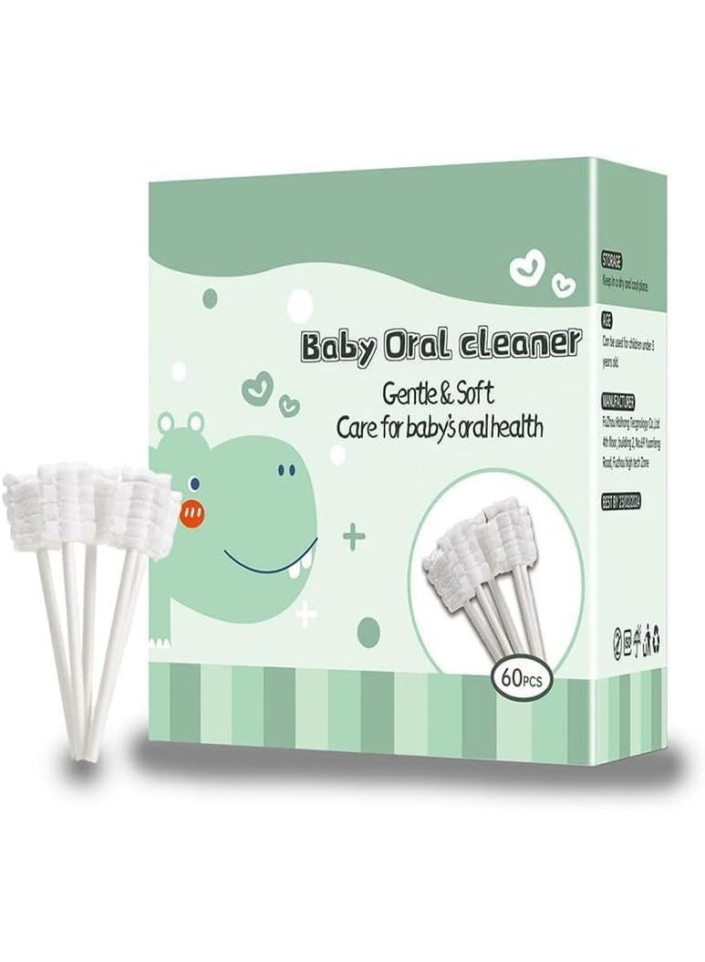 MOMENT MOMENT [60 PCs] Baby Tongue Cleaner, Clean Healthy Baby Gums Soft Guaze, Infant Toothbrush Gentle & Soft Oral Care for 0-3 Years Old - Image 1