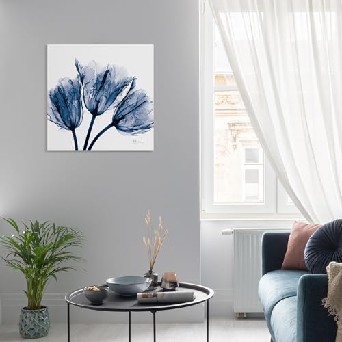 Empire Art Direct - TMP-AK011A-2424 Blue Tulip X-Ray Flower Wall Art on Frameless Free Floating Tempered Glass Panel Ready to Hang, Living Room, Bedroom ＆ Office, 24" x 24" x 0.2" - Image 2