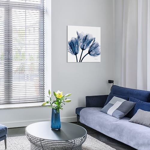 Empire Art Direct - TMP-AK011A-2424 Blue Tulip X-Ray Flower Wall Art on Frameless Free Floating Tempered Glass Panel Ready to Hang, Living Room, Bedroom ＆ Office, 24" x 24" x 0.2" - Image 3
