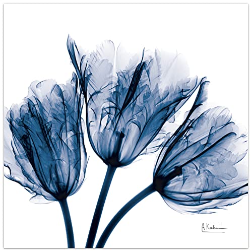Empire Art Direct - TMP-AK011A-2424 Blue Tulip X-Ray Flower Wall Art on Frameless Free Floating Tempered Glass Panel Ready to Hang, Living Room, Bedroom ＆ Office, 24" x 24" x 0.2" - Image 5