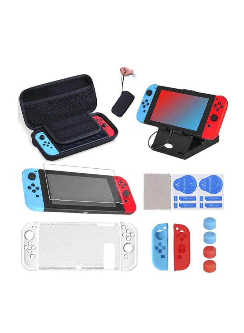 16-Pack Switch Cases for Switch Bag (with Case), Protective Film, 2 Switch Joy Cons, 4 Thumb Cap Handles - Image 1