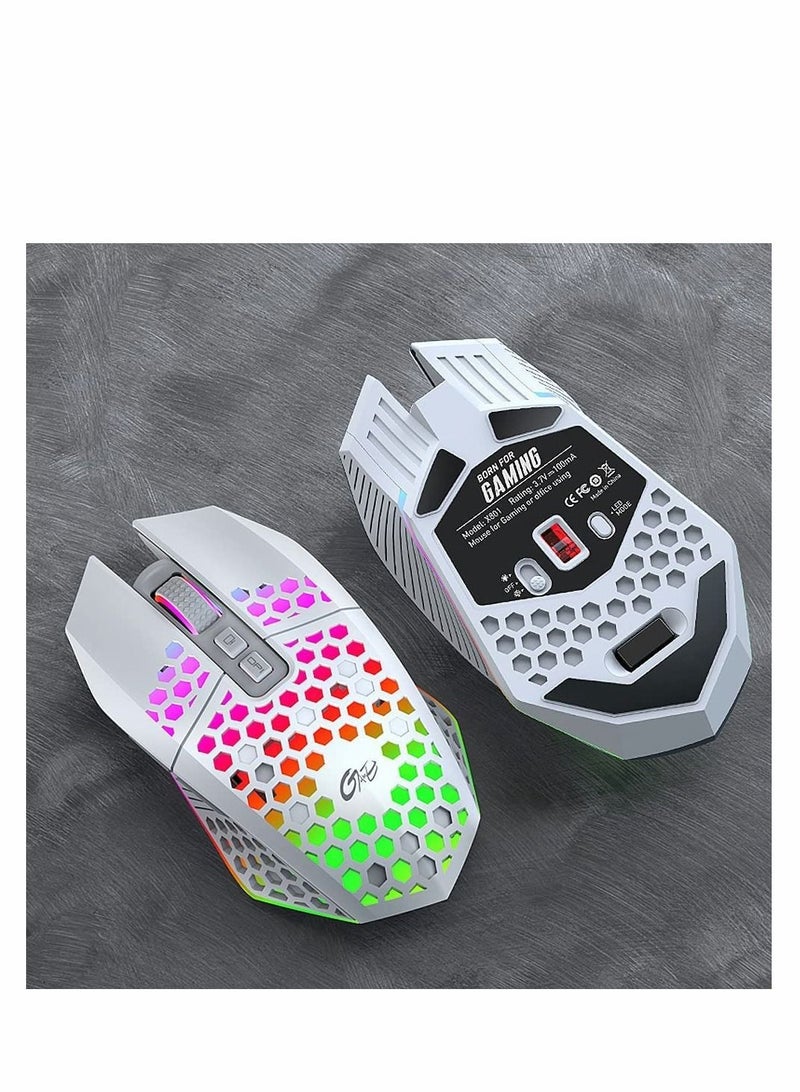 Mouse, Wireless Gaming Mouse Lightweight Rechargeable USB with 8 keys Back-to-desktop Button 3 Adjustable DPI Levels 4 Modes