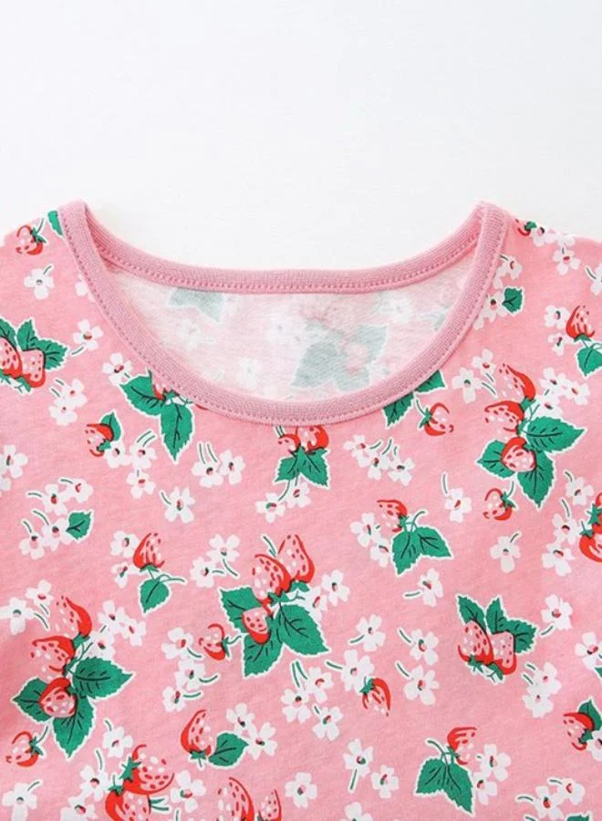 يونيكي Pink A-Line Crew Neck Printed Dress