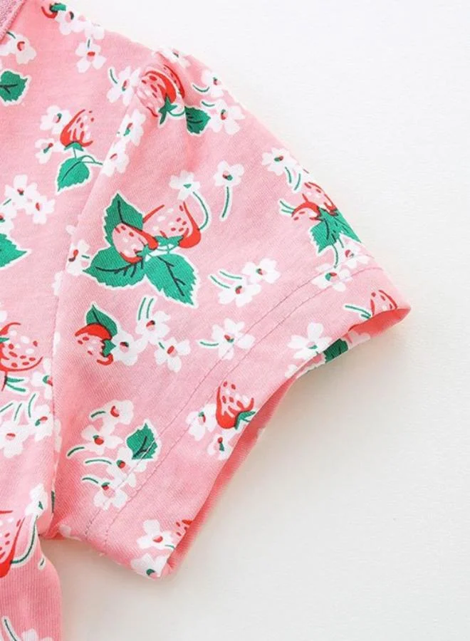 يونيكي Pink A-Line Crew Neck Printed Dress