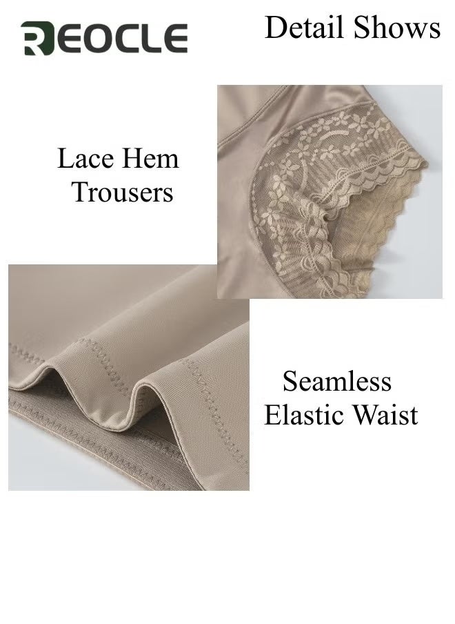 Women's Brief Silky High Waist Shaping Underwear with Lace Light Control Smoothing Shapewear Underwear Full Coverage Brief Panty