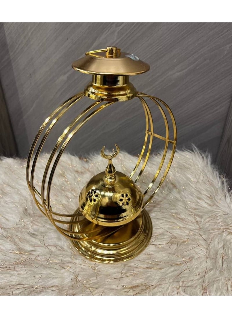 NAMA Ramadan incense burner, 27cm gold metal incense burner, includes a compartment for incense and charcoal.