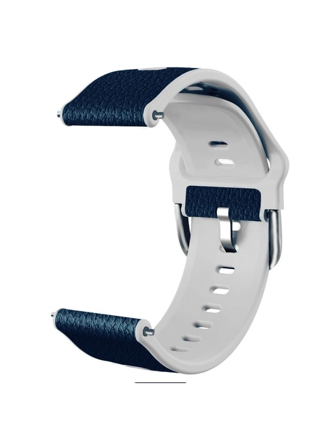 Replacement Strap 22mm Two-layer Cowhide Leather Watch Band Blue White