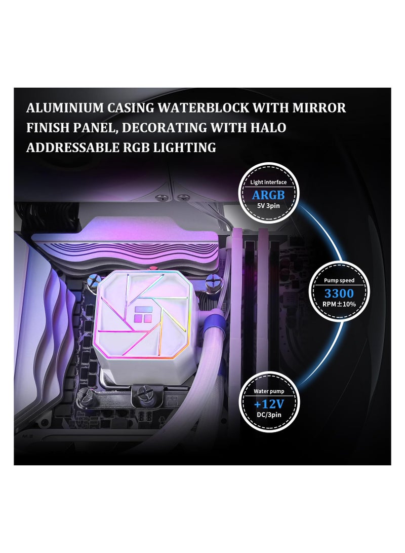 ثيرمالرايت مبرد وحدة المعالجة المركزية السائل Thermalright Aqua Elite 360 ​​White V3، حجم صف التبريد 360، 3 مراوح PWM 120 مم، محامل S-FDB، متوافق مع AMD/AM4/AM5، Intel LGA1150/1151/1155/1156/1200/2011/1700، مبرد وحدة المعالجة المركزية المكتبي AIO - Image 4