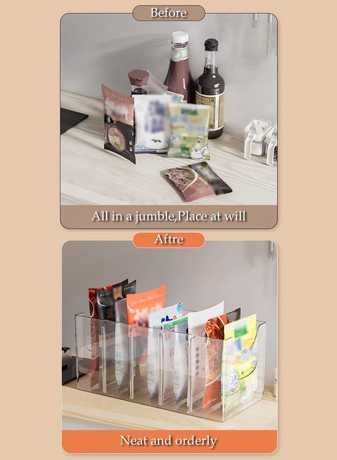 DUNISO Seasoning Packet Organizer with Removable Dividers, Drink Packet Organizer Condiment Storage Caddy for Kitchen Pantry Cabinet Countertop Holds Spice, Hot Chocolate Sauce, Clear ﻿ - Image 4