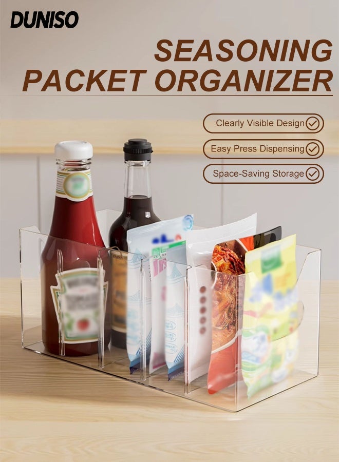 DUNISO Seasoning Packet Organizer with Removable Dividers, Drink Packet Organizer Condiment Storage Caddy for Kitchen Pantry Cabinet Countertop Holds Spice, Hot Chocolate Sauce, Clear ﻿ - Image 1