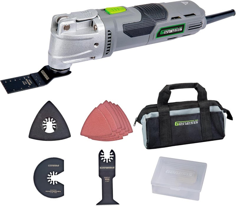 GENESIS Oscillating Tool 3.5 Amp Oscillating Multi Tool with 3.7° Oscillation Angle, 6 Variable-Speeds with 16-Piece Accessory Set, Storage Box, Carrying Bag, and 2 Year Warranty (GMT35T) - Image 1