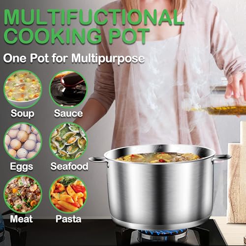 STOCKPOT Cooking Pot, Stainless Steel Stock Pot with Glass Lid, 6 Quart Soup Pot, Induction Compatible, Dishwasher Safe - Image 5
