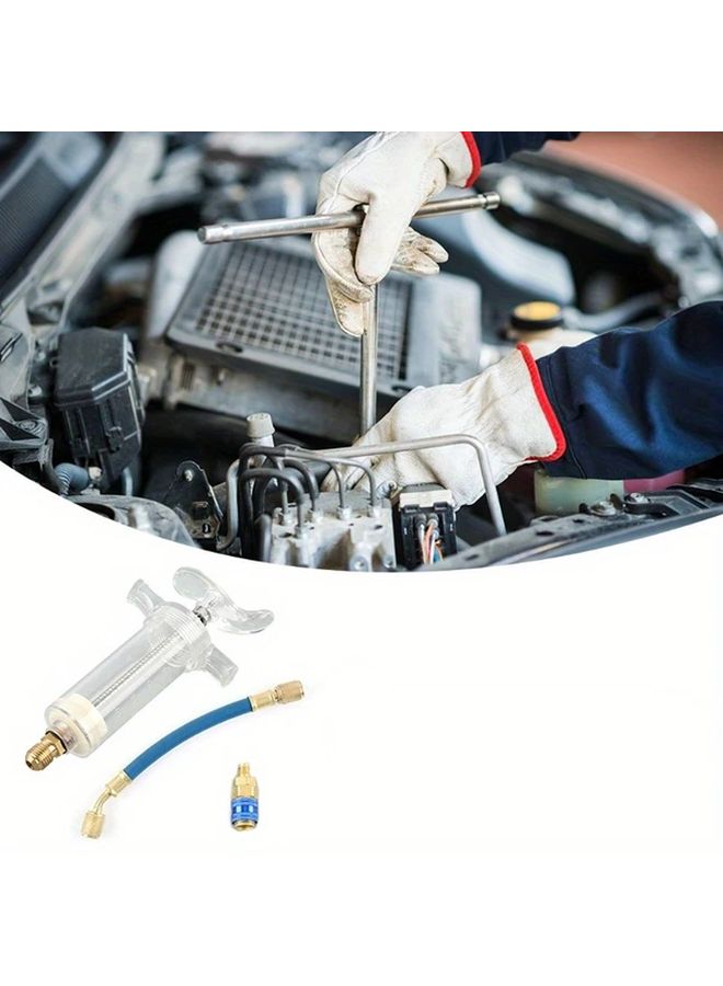 Multicolor 1oz A C Oil and Dye Injector with Quick Coupling Adapter and Blue Hose - Image 2