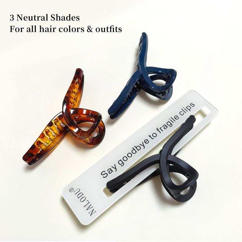 Nalodu Hair Claw Clips Large 4 Inch No Slip Big Matte Shiny Butterfly Clip Clamp Assorted Colors for Thin Fine Thick Hair Women and Girls, 4 Pack - Image 3