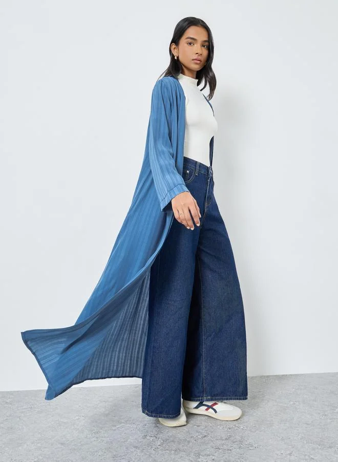 Take Two Take Two Women Blue Front Open Solid Kimono