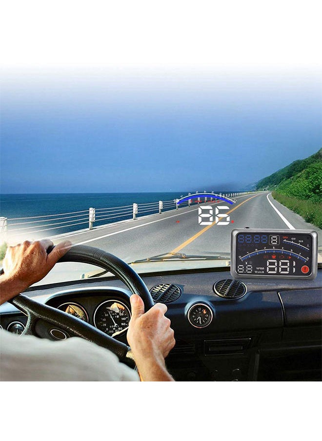 Generic - 5.5 Inch Head Up Display Car Hud Speedometer Display Speed,Fuel Consumption and Water Temperature,Overspeed Alert,Fatigue Driving Alert - Image 1