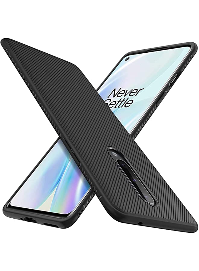 vesus Oneplus 8 Case Cover Carbon Fiber Design Tpu Black Soft Slim Flexible Shock Absorbent Protective Case Cover For One Plus 8 1+8 Black