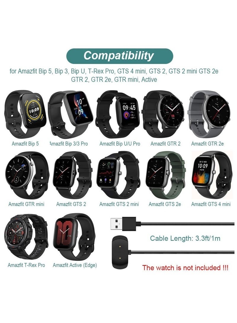 رياكلاود كابل شحن بطول متر واحد لساعات أمازفيت بيب 5، بيب 3، بيب يو، تي ريكس برو، جي تي إس 4 ميني، جي تي إس 2، جي تي إس 2 ميني، جي تي إس 2 إي، جي تي آر 2، جي تي آر 2 إي، جي تي آر ميني، أكتيف، كابل شحن يو إس بي مع قاعدة توصيل بطول 3.3 قدم، ملحقات الساعات الذكية - Image 2