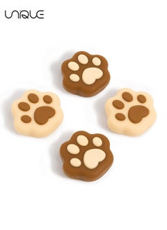 Unique 4 Pcs Cat Paw Shape Thumb Grip Caps,Soft Silicone Joystick Cover Compatible with Nintendo Switch/OLED/Switch Lite (Milk Tea Brown)  - Image 1