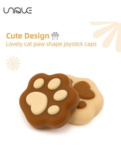 Unique 4 Pcs Cat Paw Shape Thumb Grip Caps,Soft Silicone Joystick Cover Compatible with Nintendo Switch/OLED/Switch Lite (Milk Tea Brown)  - Image 2