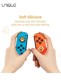 Unique 4 Pcs Cat Paw Shape Thumb Grip Caps,Soft Silicone Joystick Cover Compatible with Nintendo Switch/OLED/Switch Lite (Milk Tea Brown)  - Image 4
