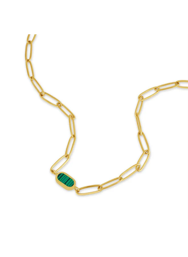 POLICE Emerald Yellow Gold Plated Stainless Steel Chain Necklace for Women
