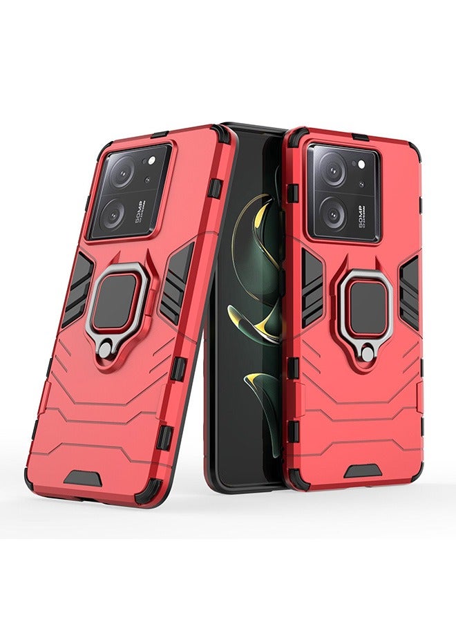 Case for Xiaomi 13T / 13T Pro, Hybrid Heavy Duty Protection Defender Kickstand Armor Case Cover, Anti-Fall Drop Protection, Shockproof Case , Red - Image 1