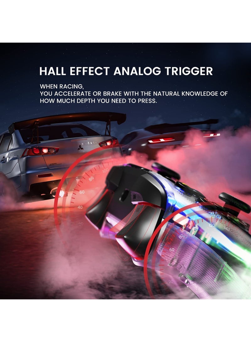 Transparent Wired Game Controller for Windows and Android with RGB Lights, PC Controller Hall Effect Joystick and Triggers, 3.5mm Audio Jack, Gyroscope. - Image 3