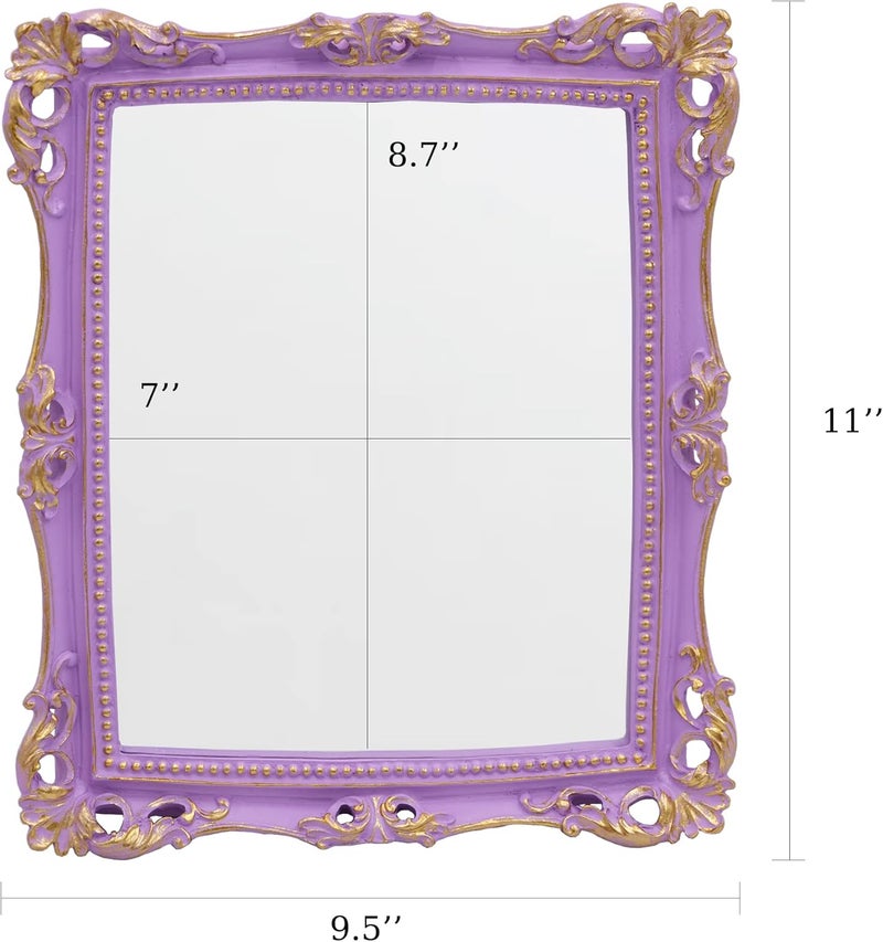 Funerom Decorative Vintage Wall or Tabletop Makeup Mirror, Square, 27.9 x 24.1 cm, Purple - Image 5