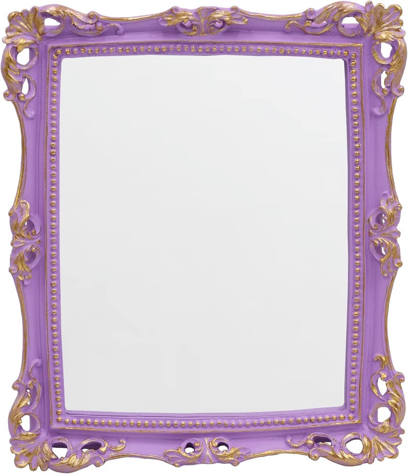 Funerom Decorative Vintage Wall or Tabletop Makeup Mirror, Square, 27.9 x 24.1 cm, Purple - Image 1