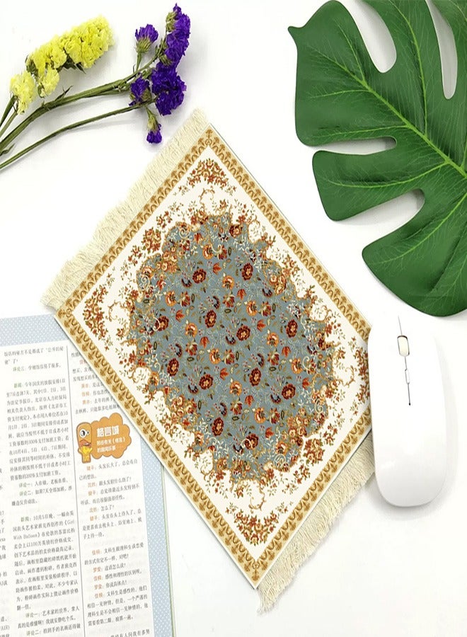 Aramu Vintage Mini Mouse Pad Coasters Oriental Mousepad Floral Style Funny Desk Mat Coasters Graduation Gift for Boho Doll House Rug with Anti Slip Rubber Base for Desk(Classic Style) - Image 1