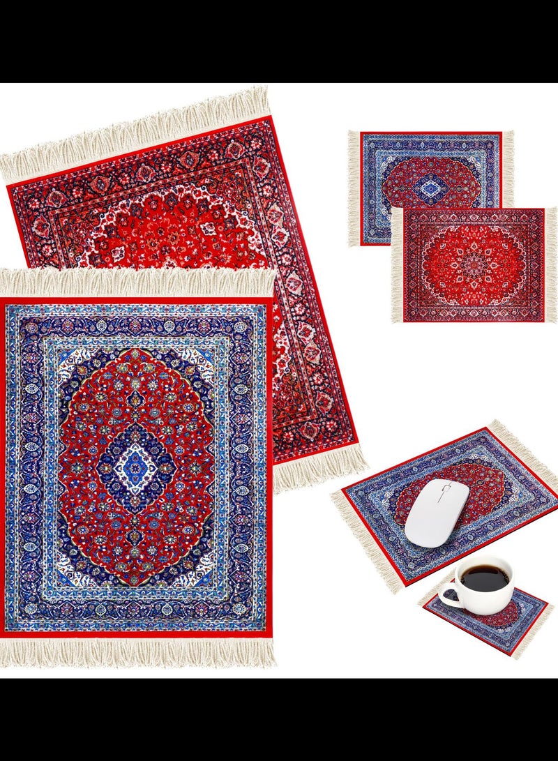 Aramu Vintage Mini Mouse Pad Coasters Oriental Mousepad Floral Style Funny Desk Mat Coasters Graduation Gift for Boho Doll House Rug with Anti Slip Rubber Base for Desk(Classic Style) - Image 2