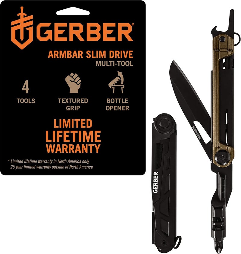 Gerber Gear Armbar Slim Drive Pocket Knife EDC Multitool with Screwdriver, Bottle Opener, Burnt Bronze - Image 1