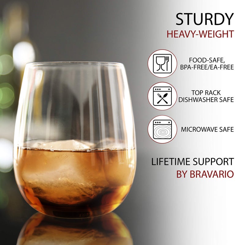 Bravario Unbreakable Stemless Plastic Wine Glasses | Reusable | Shatterproof 100% Tritan Plastic | Dishwasher-Safe | Bpa-Free | Awesome For Indoor & Outdoor | 16 Oz  Set Of 8 - Image 4