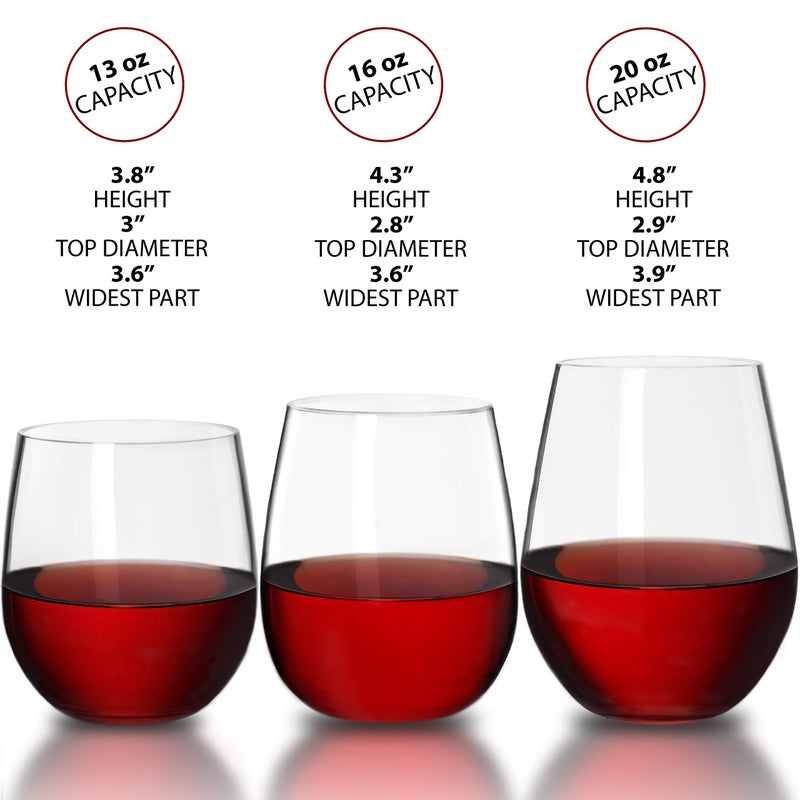 Bravario Unbreakable Stemless Plastic Wine Glasses | Reusable | Shatterproof 100% Tritan Plastic | Dishwasher-Safe | Bpa-Free | Awesome For Indoor & Outdoor | 16 Oz  Set Of 8 - Image 2