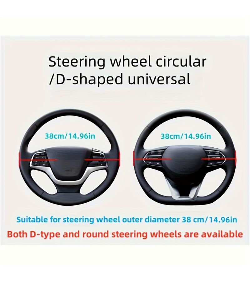 Passion Red Car Steering Wheel Cover Comfortable Faux Leather Breathable Non Slip Sweat Absorbing Diamond Pattern All Season - Image 2