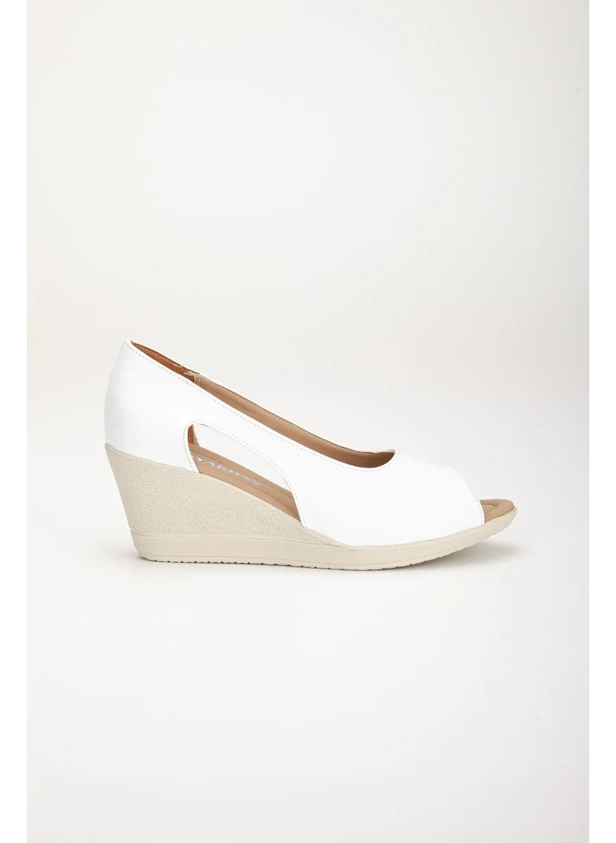 Dilimler Ayakkabı Slices Shoes Wedge Sole Open Toe Orthopedic Artificial Leather White Women's Wedge Heel Shoes