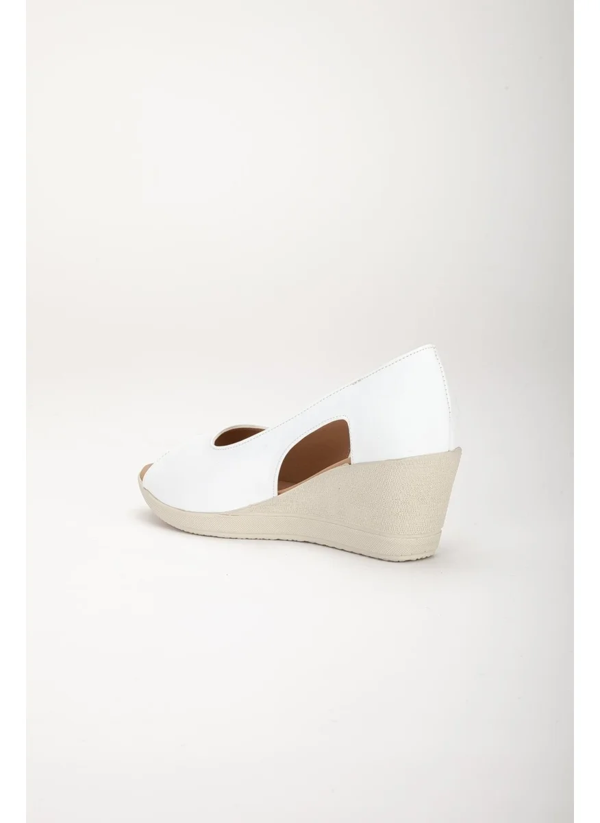 Dilimler Ayakkabı Slices Shoes Wedge Sole Open Toe Orthopedic Artificial Leather White Women's Wedge Heel Shoes