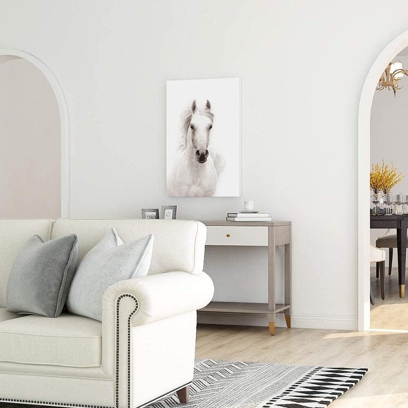 ARS Canvas Wall Art Bedroom White Horse Pictures Office Farmhouse Animal Canvas Paintings Contemporary Prints Framed Artwork Living Room Home Decorations Gifts,1 Pcs Framed, Size Available - Image 2