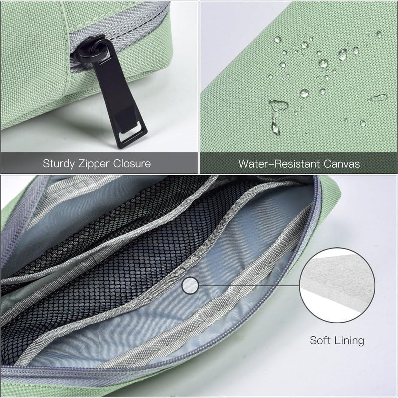 imComor Universal Electronics Accessories Case Bag, 2-Pack Portable Soft Carrying Case Bag Pouch Wire Cable Organizer for Hard Drive, Power Adapter, Laptop Mouse, Cosmetics Kit, Small+Big-Mint Green - Image 4