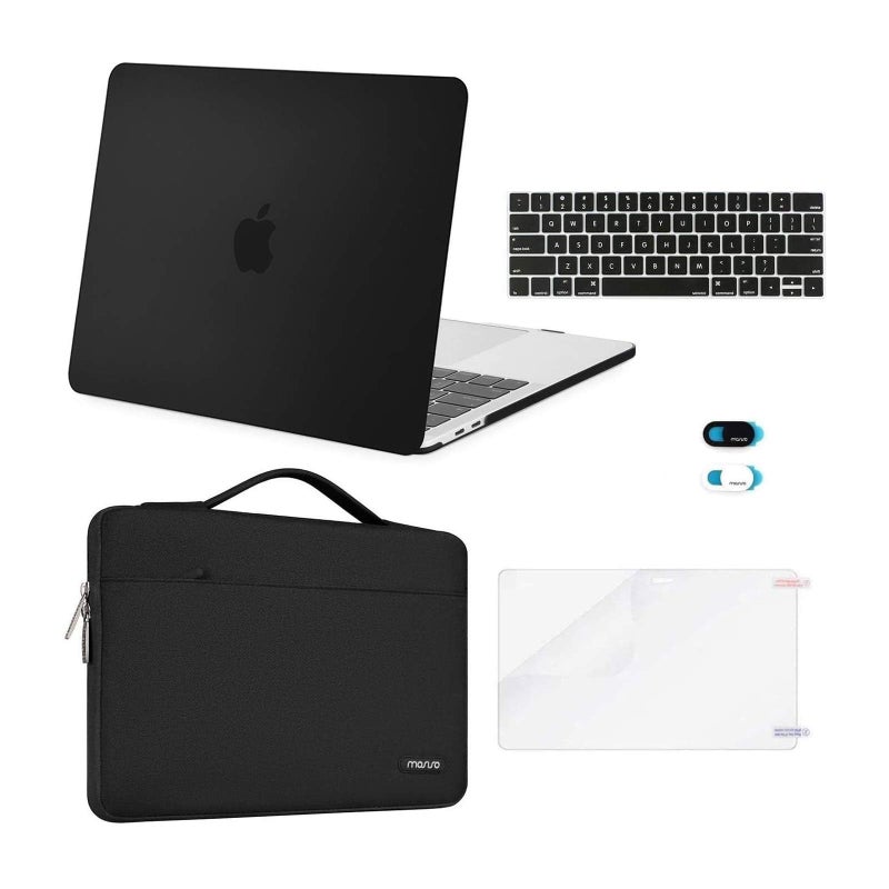 MOSISO Compatible with MacBook Pro 13 inch Case M2 2026 2025 20242016 A2338 M1 A2251 A2289 A2159 A1989 A1708 A1706 Plastic Hard CaseBagKeyboard SkinWebcam CoverScreen Protector Black - Image 2