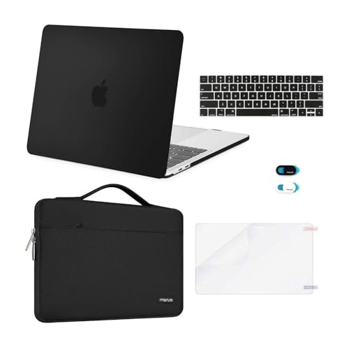 MOSISO Compatible with MacBook Pro 13 inch Case M2 2026 2025 20242016 A2338 M1 A2251 A2289 A2159 A1989 A1708 A1706 Plastic Hard CaseBagKeyboard SkinWebcam CoverScreen Protector Black - Image 1
