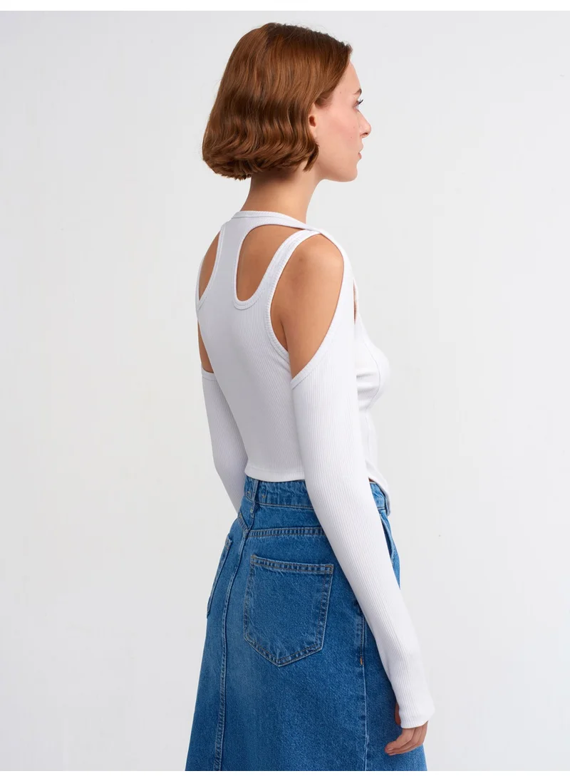 ديلفين 30158 Long Sleeve Corset Top-White