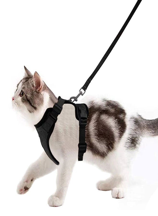 وهاواي Cat Harness and Leash Set for Walking, Escape Proof Safe Adjustable Kitten Vest Harnesses with Reflective Strips, Easy Control Soft Breathable Mesh Jacket for Growing Kittens, Cats Black, S - Image 1