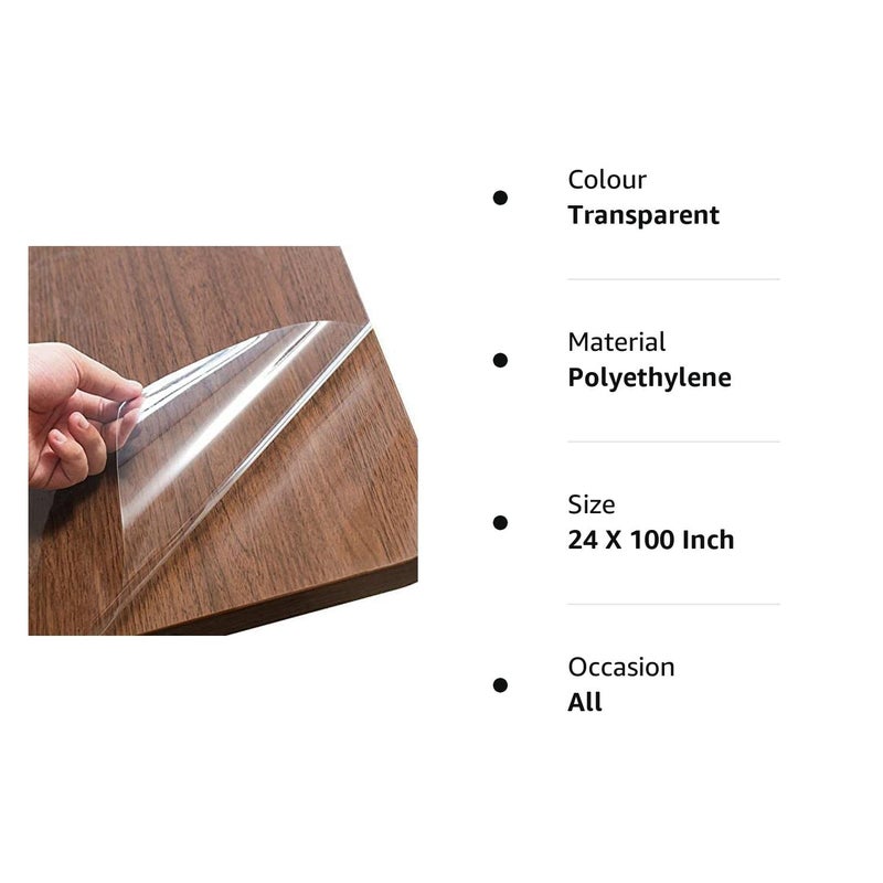 ELECSA Livecool India Transparent Solid Wood Sticker Film Desktop Protective Film Self-Adhesive Glass Film Tea Table Baking (20 X 147 Inch, Transparent) - Image 1