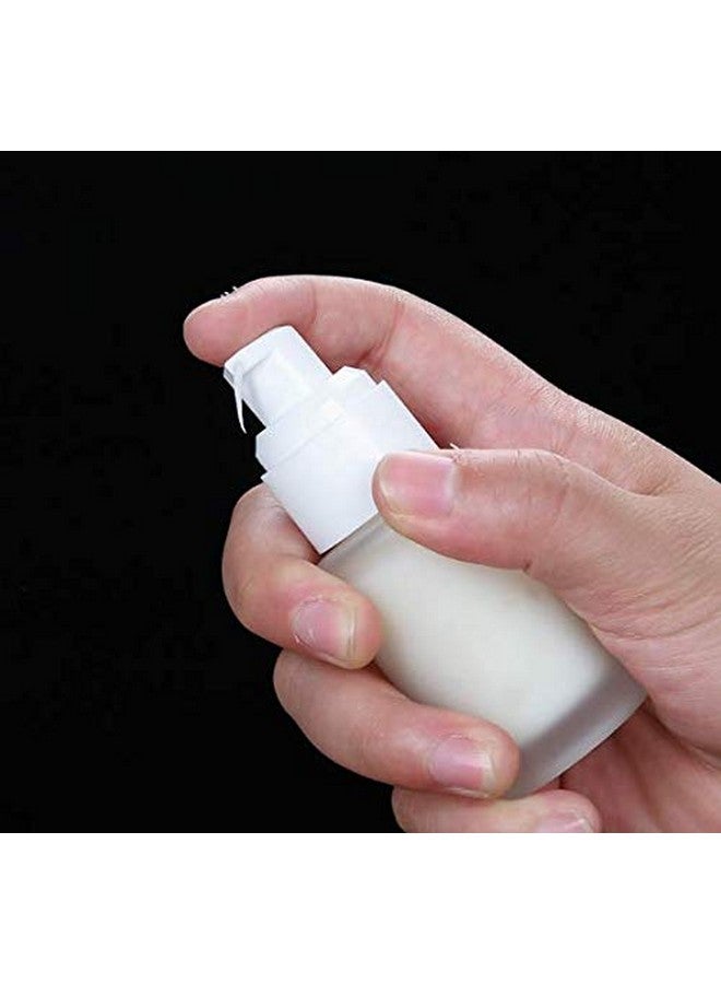 Quupy 3Pcs 50Ml1.7Oz Frosted Glass Lotion Bottle With Gold Acrylic Lid Cover Travel Cosmetics Sample Storage Containers Jars Pot Vial Case Holder Dispenser For Essence Cream Serums Oil Moisturizers - Image 4