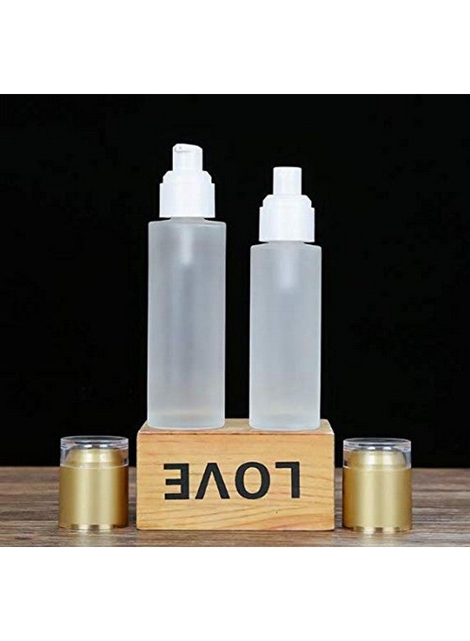 Quupy 3Pcs 50Ml1.7Oz Frosted Glass Lotion Bottle With Gold Acrylic Lid Cover Travel Cosmetics Sample Storage Containers Jars Pot Vial Case Holder Dispenser For Essence Cream Serums Oil Moisturizers - Image 5